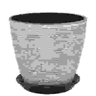 Горшок для цветов роспись бутон лофт серый 18см (РС152/3)