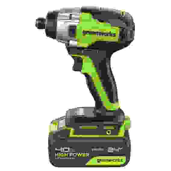 Винтоверт ударный акк. Greenworks GD24ID3, 24V, б/щет, 0-2800об/мин, 4000уд/мин, HEX 1/4, 300Нм, 3 р