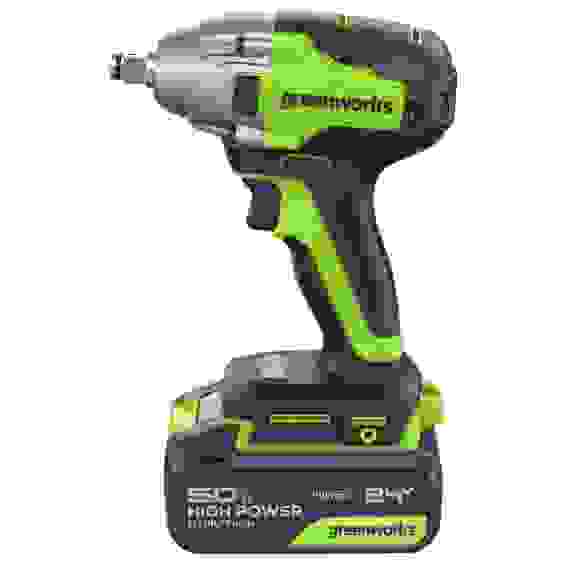 Гайковерт ударный акк. Greenworks GD24IW400, 24V,б/щет,1/2'', 400Нм,1х5Ач,ЗУ,кор