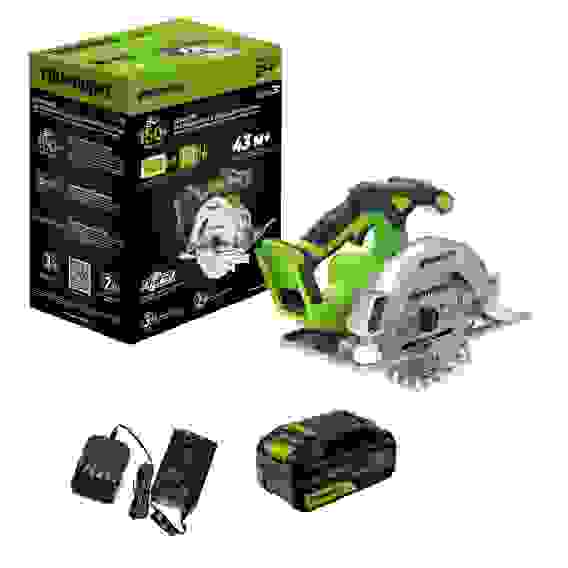 Пила дисковая акк. Greenworks GD24CS165, 24V,б/щет,165х20мм, 4800 об/мин, рез 57мм,1х5Ач,ЗУ,кор