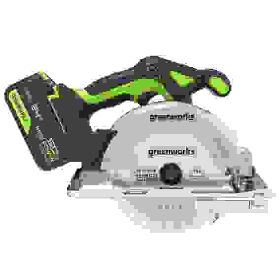 Пила дисковая акк. Greenworks GD24CS165, 24V,б/щет,165х20мм, 4800 об/мин, рез 57мм,1х5Ач,ЗУ,кор