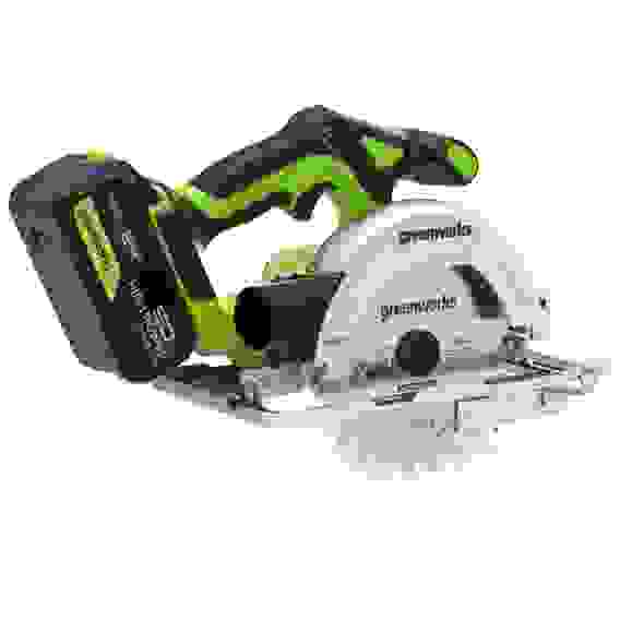 Пила дисковая акк. Greenworks GD24CS165, 24V,б/щет,165х20мм, 4800 об/мин, рез 57мм,1х5Ач,ЗУ,кор