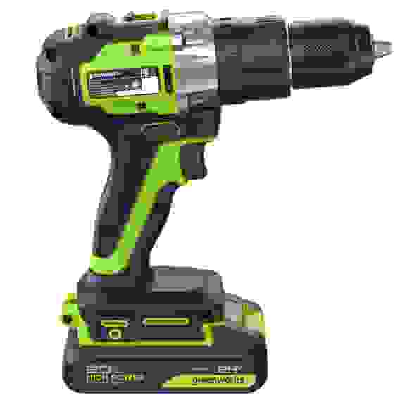 Дрель-шуруповерт ударная акк. Greenworks GD24DD60, 24V, б/щет, 0-450 / 0-1700 об/мин, 30/60Нм,2х2Ач,