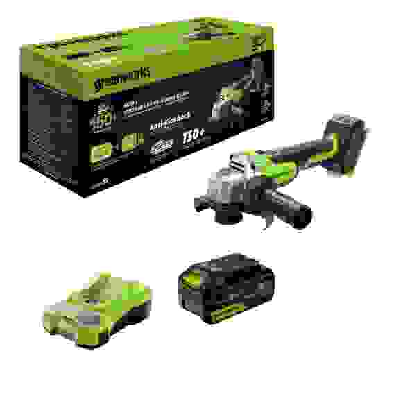 Углошлифмашина акк. Greenworks AG590,24V,б/щет,125 мм, 8500 об/мин, Anti-Kickback,1х5Ач,ЗУ,кор