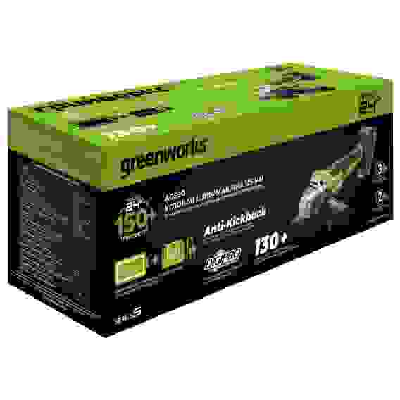 Углошлифмашина акк. Greenworks AG590,24V,б/щет,125 мм, 8500 об/мин, Anti-Kickback,1х5Ач,ЗУ,кор