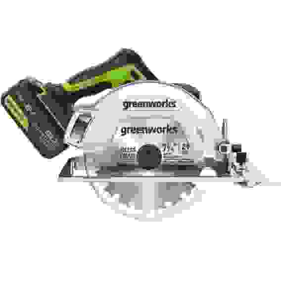 Пила дисковая акк. Greenworks GD24CS, 24V,б/щет,185х20мм, 4500 об/мин, рез 63мм,1х5Ач,ЗУ,кор
