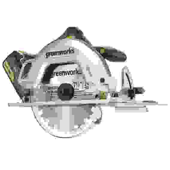 Пила дисковая акк. Greenworks GD24CS, 24V,б/щет,185х20мм, 4500 об/мин, рез 63мм,1х5Ач,ЗУ,кор