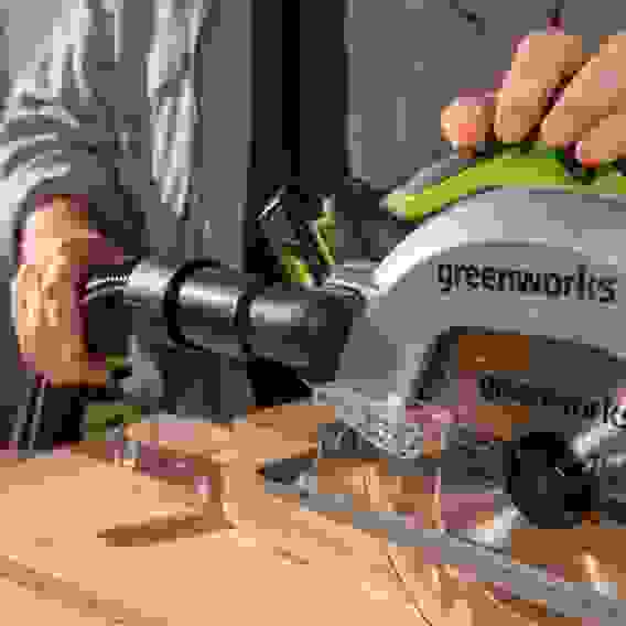 Пила дисковая акк. Greenworks GD24CS, 24V,б/щет,185х20мм, 4500 об/мин, рез 63мм,1х5Ач,ЗУ,кор