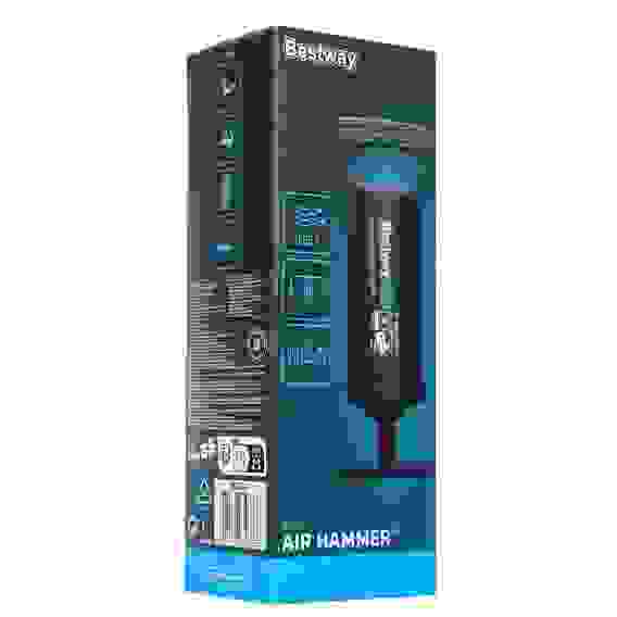 Ручной воздушный насос AIR HAMMER объемом 850мл, 30см, 3 насадки в комплекте, 62002 BESTWAY