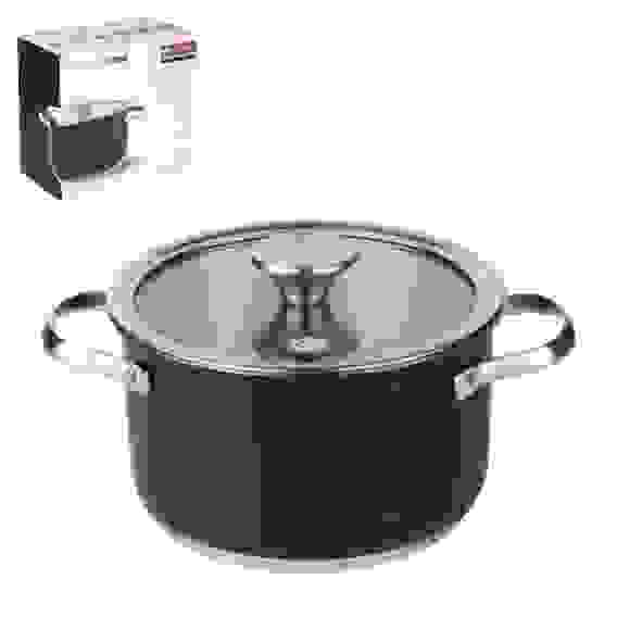 Кастрюля 2,2л [MONO BLACK] 18*10,5см 304 сталь