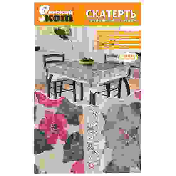 Скатерть ПВХ TC-02-1 с тиснением, на нетканой основе, с кружевом, размер 120*160 см