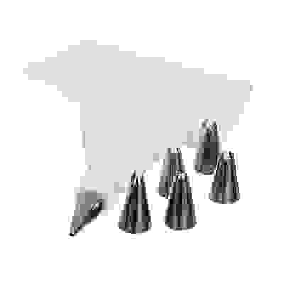 Набор для декорирования выпечки (мешок+6 стальных насадок) Marmiton /144/18