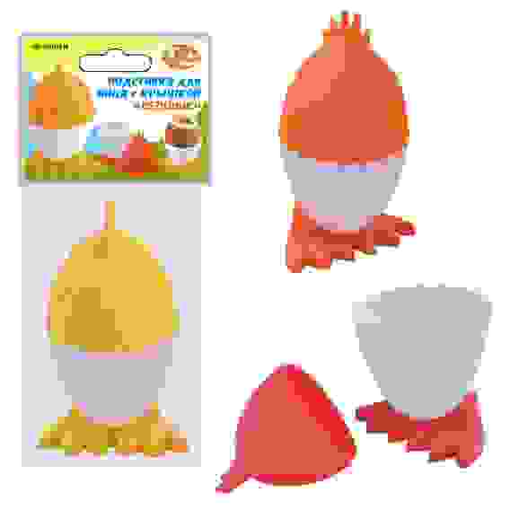 АКЦИЯ! Подставка для яйца с крышкой &quot;Петушок&quot; бол. 3цв. DH80-214