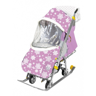 Коляска комбинированная &quot;Нашидетки&quot; (НДТ/2 принт со снежинками розовый)