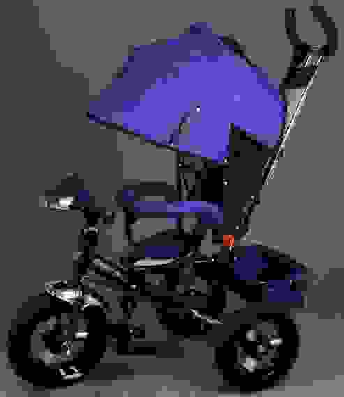 Трехколесный велосипед STREET TRIKE, надувные колеса, фара свет, звук, амортизатор (Сирень