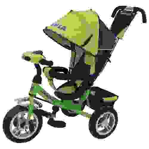 Акция!Трехколесный велосипед FORMULA 3 надувные колеса, фара со светом/звуком Зеленый