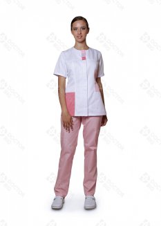 Костюм женский №434 (тк.Satory) DoctorBIG, белый/розовый/персиковый