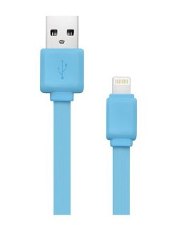 Кабель USB 8 pin подходит для Apple CB-05 плоский 1м голубой ISA (гарантия 2 недели)