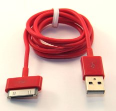 Кабель USB 30 pin подходит для Apple 1м красный ISA (гарантия 2 недели)