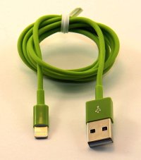 Кабель USB 8 pin подходит для Apple 1м зеленый ISA (гарантия 2 недели)