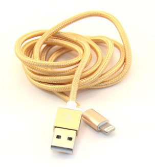 Кабель USB 8 pin подходит для Apple алюминий/нейлон 1м золото ISA (гарантия 2 недели)