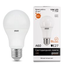Лампа светодиод. LED 10вт 230в Е27 теплый Gauss Elementary
