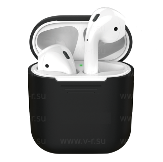 Силиконовый кейс подходит для AirPods черный ISA (гарантия 2 недели)
