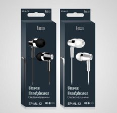 Hаушники EP-ML-12 с микрофоном L-коннектор черный ISA (гарантия 2 недели)