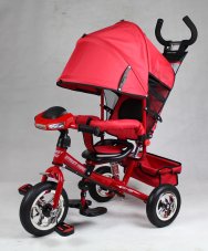 Трехколесный велосипед STREET TRIKE красный, надув колеса 12\" и 10\" фара свет звук, аморт.