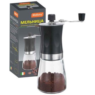 Мельница для ручного помола кофейных зерен, серия Mulino, р-р 6,6*18 см, тм Mallony