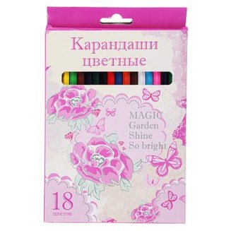 Карандаши, 18 цветов, шестигранные заточенные, дерево, в карт.коробке с подвесом Джуниор гарден
