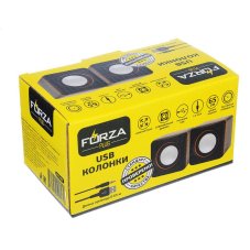 USB аудио-колонки, 2 шт, квадратные, 7x7см, провод 65см, 3.5мм Jack FORZA (гарантия 2 недели)