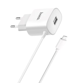 Переходник СЗУ на USB 2.1A C61A HOCO белый (гарантия 2 недели)