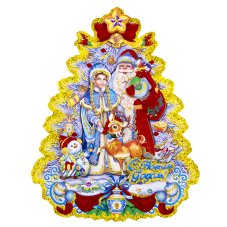 Панно бумажное с Дедом Морозом и Снегурочкой, 32х25см СНОУ БУМ