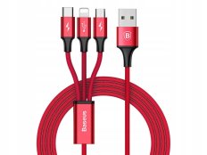 Кабель 3 в 1 Micro + Lightning + Type-C 3A Rapid Series Baseus красный (гарантия 2 недели)
