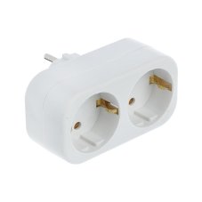 Разветвитель 2 гнезда, евро, с заземлением, ABS, 10-16А, 250V, белый, медь FORZA