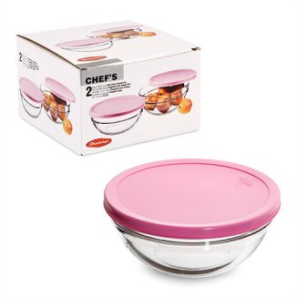 Набор 2-х закалённых салатников (d=170мм) с розов.крышк 53563К TMP Chef's