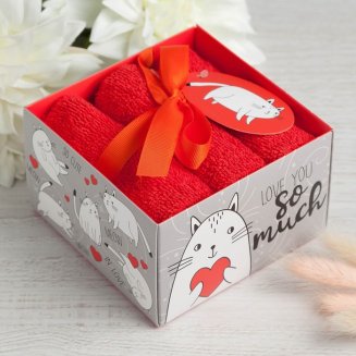 Набор махровых полотенец &quot;Love you so mush&quot; 30х30 см - 3 шт, хлопок 340гр/м2 4671217