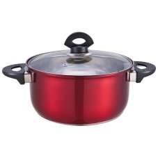 Кастрюля из нерж стали с крышкой (стекло) ROSSO-24, ручки - бакелит, касп дно, 6,1 литра