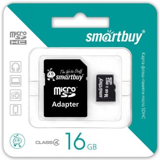 micro SDHC карта памяти Smartbuy 16GB Сlass 10 (с адаптером SD) (гарантия 2 недели)