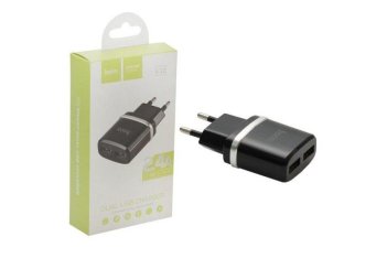 Переходник СЗУ на 2 USB 2.4A C12 HOCO черный (гарантия 2 недели)