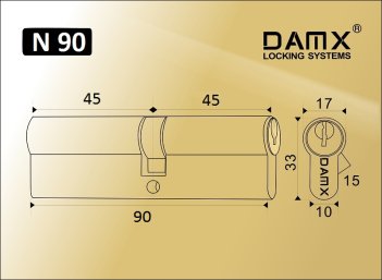Ц.м. простой ключ-ключ N90mm DAMX SN (Матовый никель)