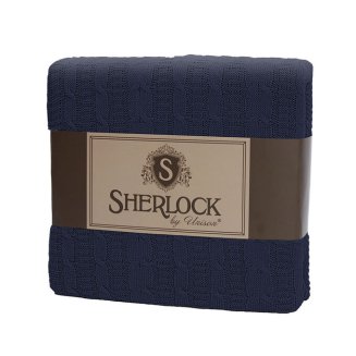 Акция! Плед вязаный \"Sherlock\" 180х200 джинс