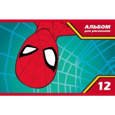 АЛЬБОМ для рисования 12л А5ф на скобе серия -Человек- паук-( MARVEL)