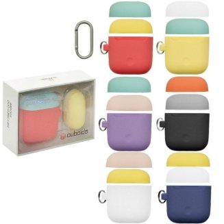 Чехол AirPods силиконовый разноцветный с карабином + дополнительная крышка