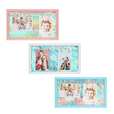 Фоторамка на 2 фотографии, с пайетками и прищепками, 23х38см, пластик, 3 цвета LADECOR