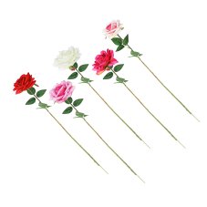 Ветка розы, 55см, пластик, полиэстер, 5 цветов LADECOR