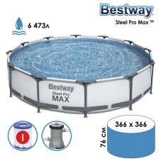 Бассейн каркасный Steel Pro MAX, 366 х 76 см, фильтр-насос, 56416 Bestway 1693627