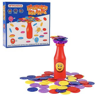 Настольная игра на ловкость и меткость, PP, PS, бумага, картон, резина, 22х21х5,5см, 4 диз ИГРОЛЕНД