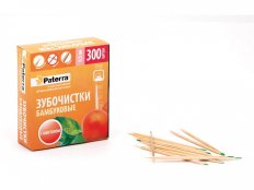 Зубочистки бамбуковые, с ментолом, 300 шт. в картонной упаковке PATERRA